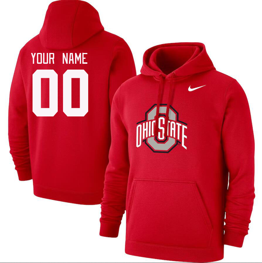 Custom Ohio State Buckeyes Name And Number College Hoodie-Red